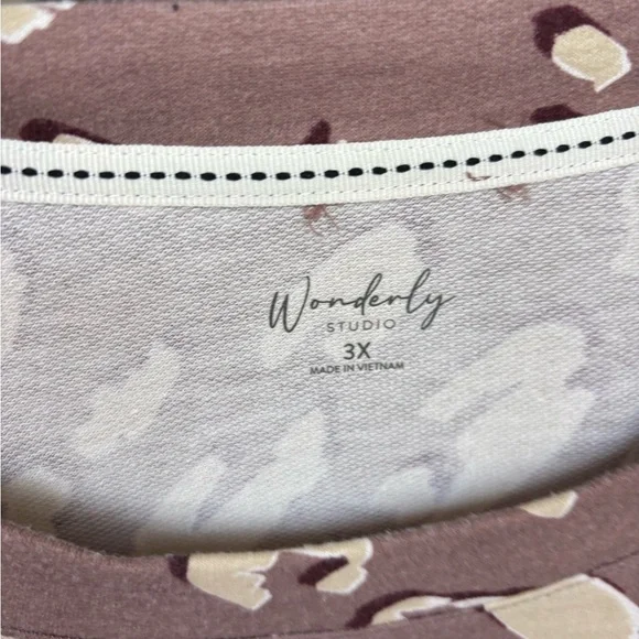 Wonderly Mauve and Cream Leopard Print Long Sleeve Top - Picture 4 of 5
